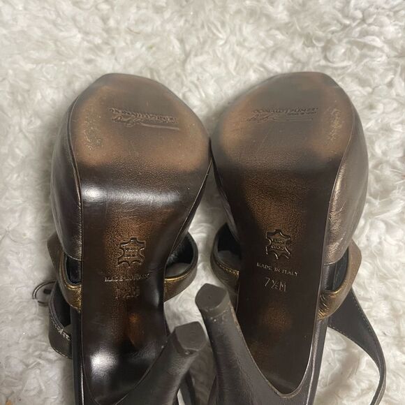 Donald J Pliner Metallic two tone Bronze Leather Heels SZ7.5M - Picture 11 of 12